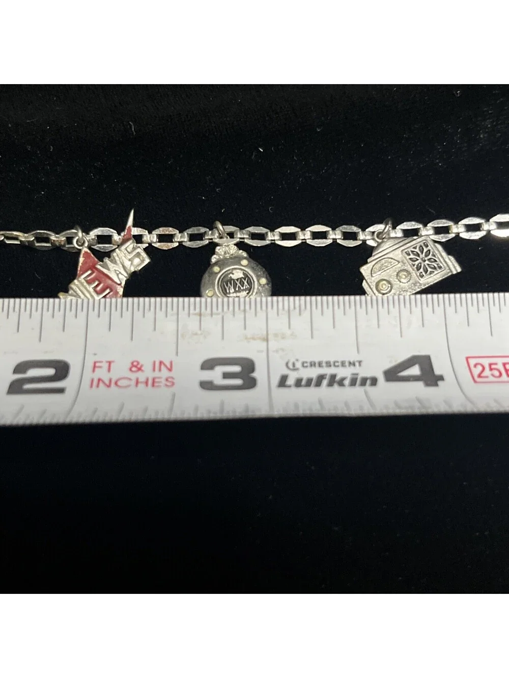 Silver Tone Drama Comedy Radio Music Themed Charm Bracelet Six  Charms Vintage